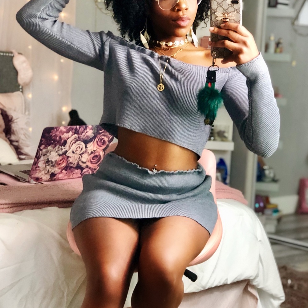 Grey Two Piece Knit Set